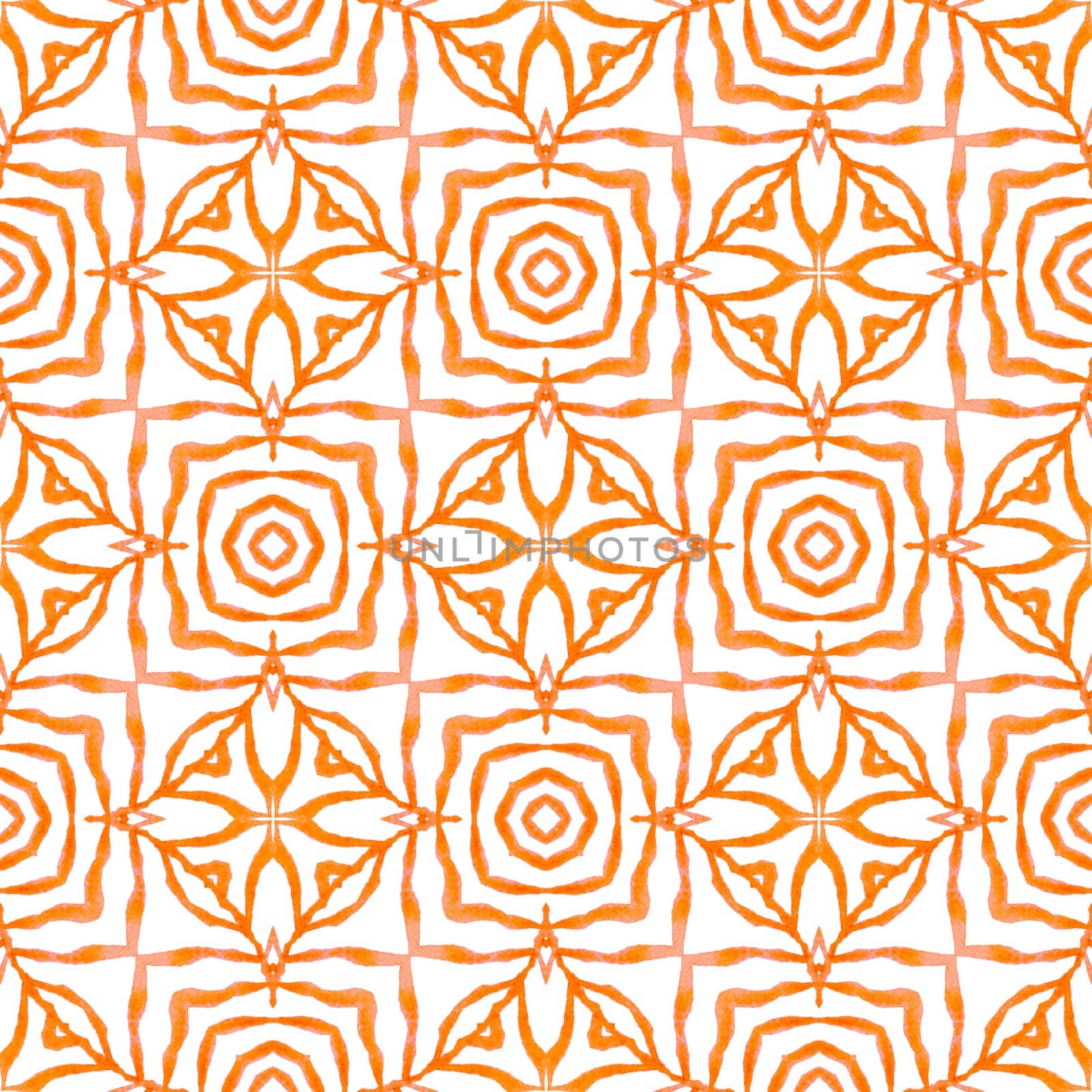 Green geometric chevron watercolor border. Orange by beginagain