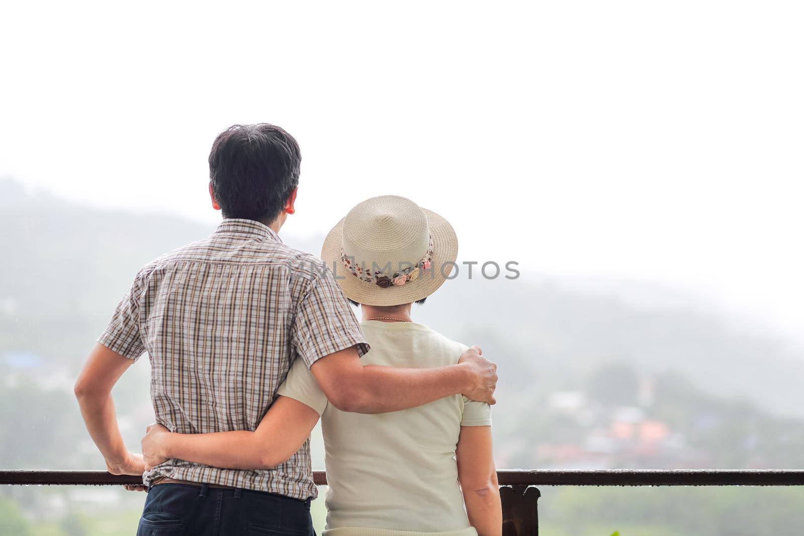 Happiness asian middle aged a couple in holiday. by toa55