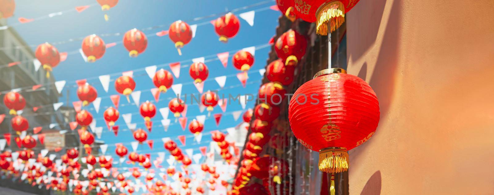 Chinese new year lanterns in china town.