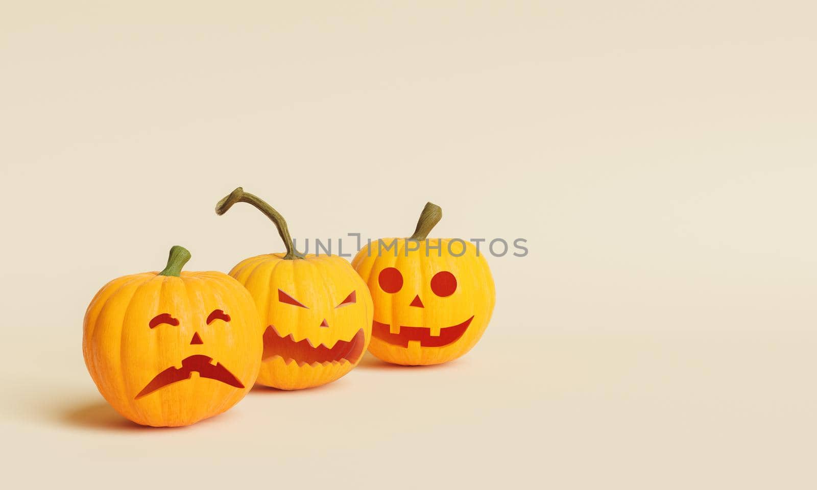 Halloween pumpkins on pastel background by asolano