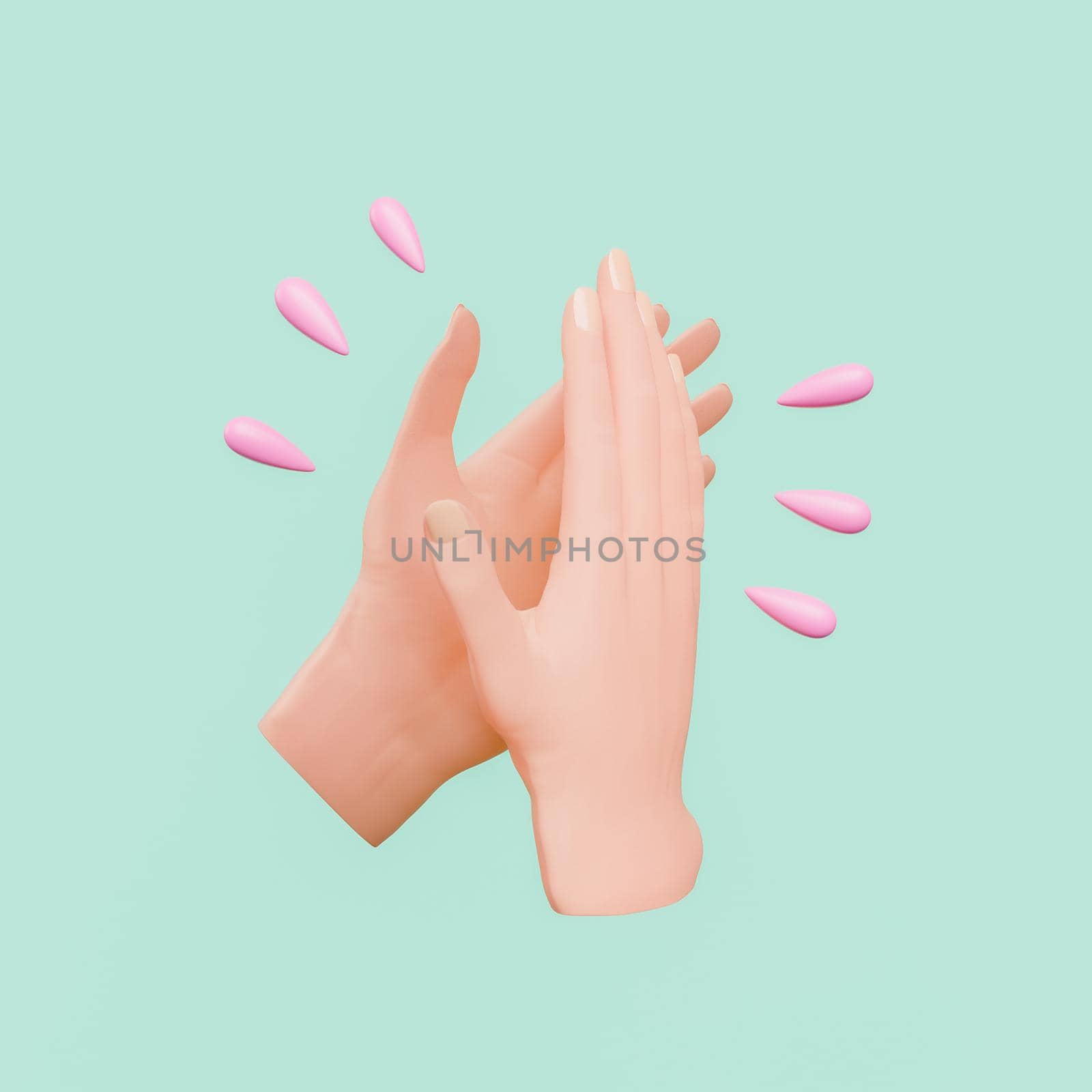 clapping hands with pastel colors. 3d rendering