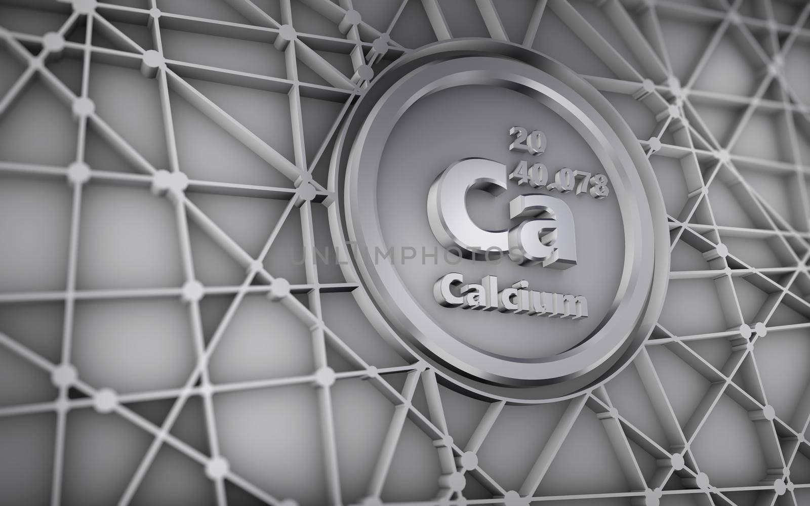 Abstract geometric symbol of the chemical element calcium. 3d render.