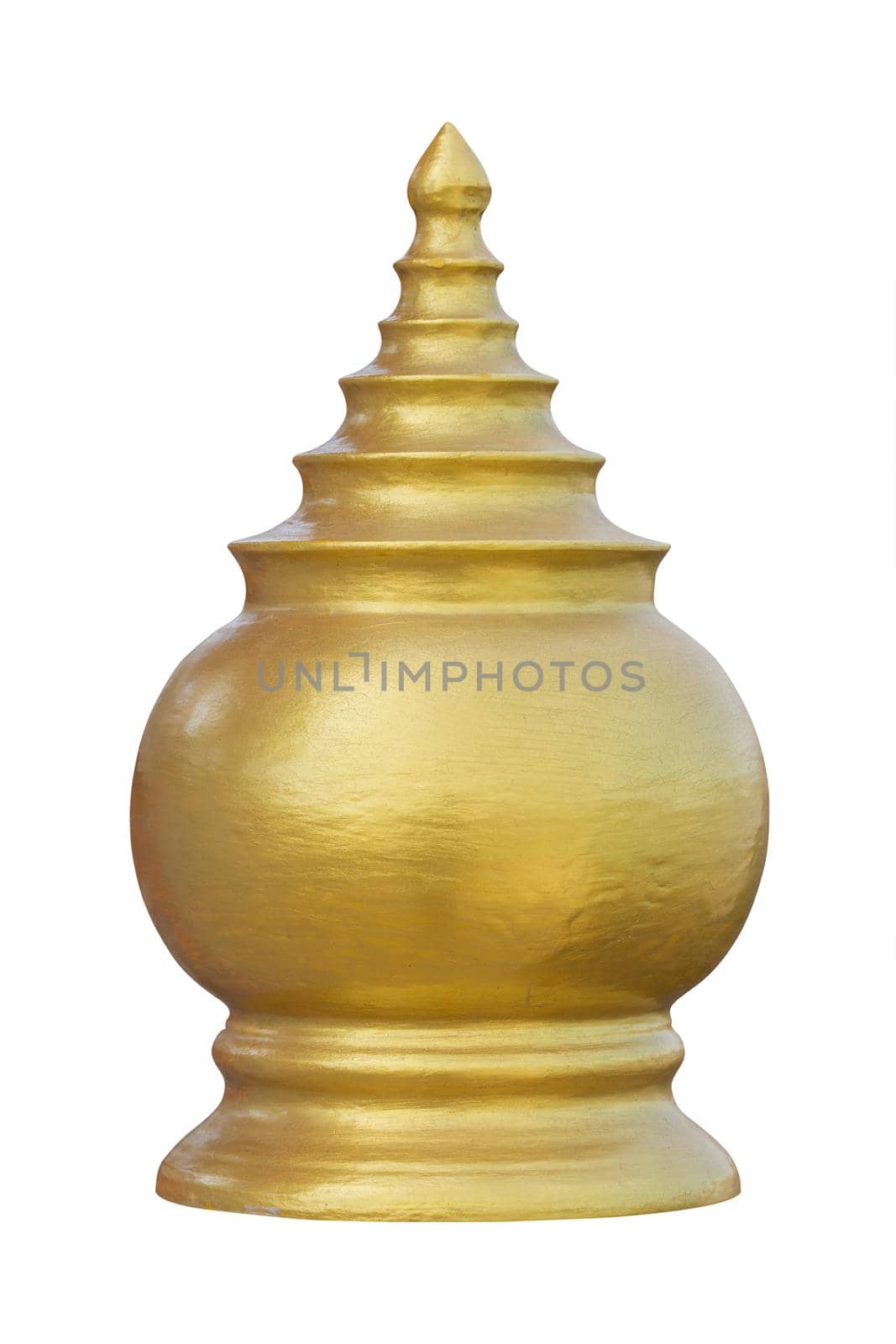 Gold pillar head isolated on white background. Clipping path