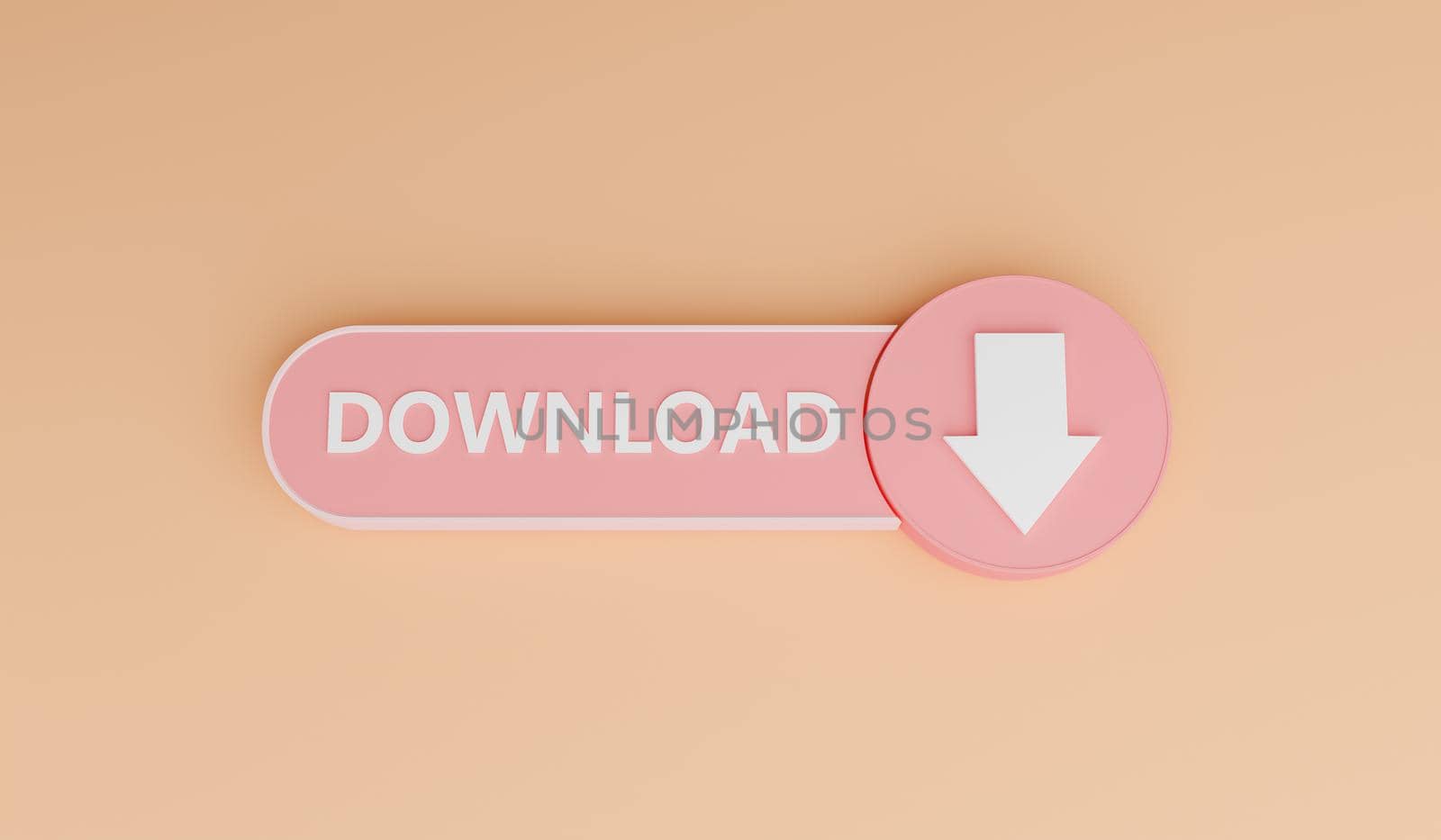 3d minimalist download sign with arrow and pastel colors. 3d rendering