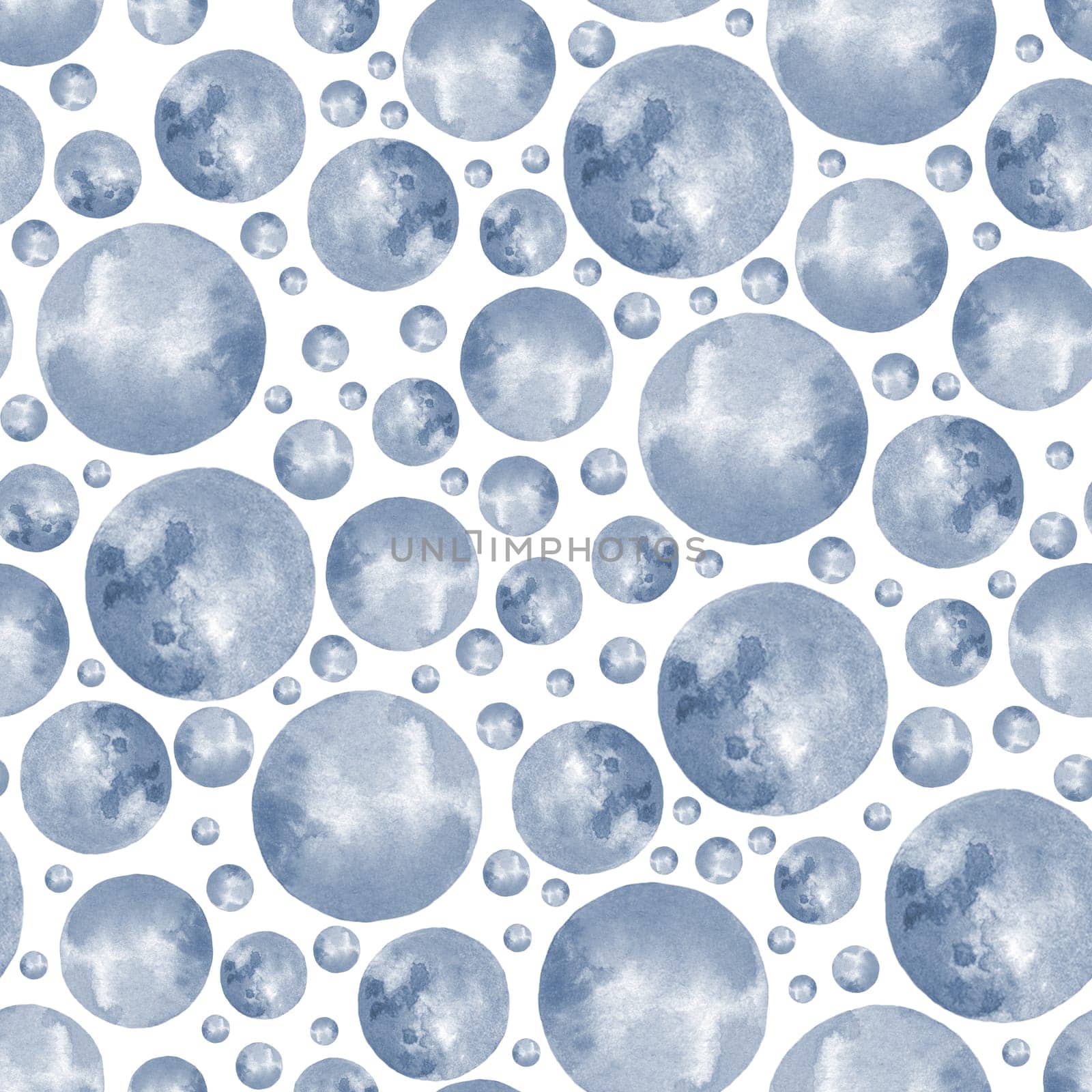 Watercolor confetti polka dots cianotype seamless pattern by fireFLYart