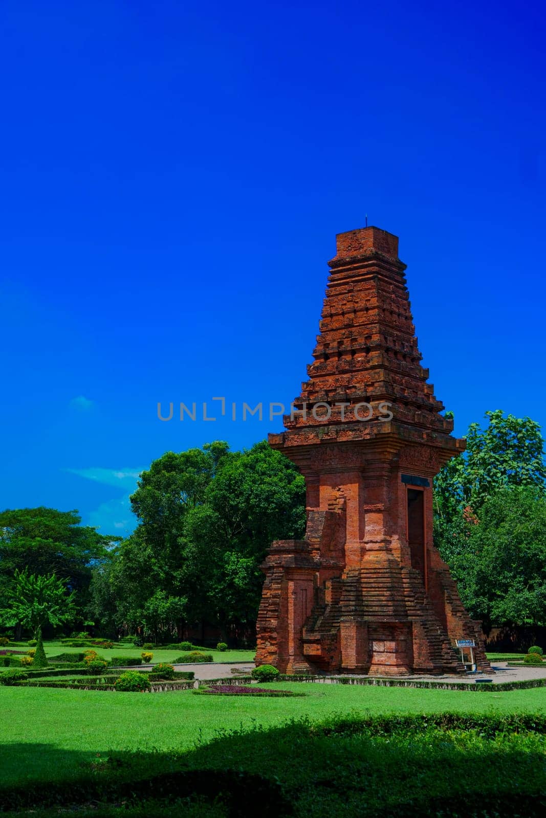 19th March 2023. Bajang Ratu Temple at Trowulan Archaeological Site in East Java, Indonesia. It's a gate made of red brick which is estimated build around 14th century during Majapahit Empire.