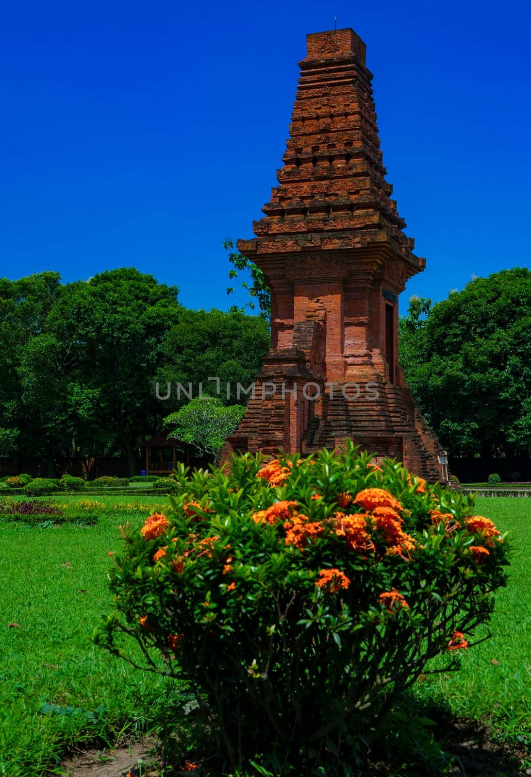 19th March 2023. Bajang Ratu Temple at Trowulan Archaeological Site in East Java, Indonesia. It's a gate made of red brick which is estimated build around 14th century during Majapahit Empire.