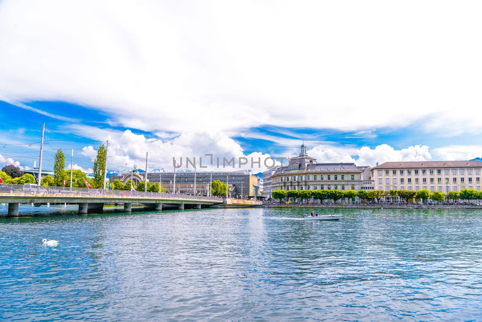 Bridge in the Lake Lucerne near city Lucerne, Luzern Switzerland by Eagle2308