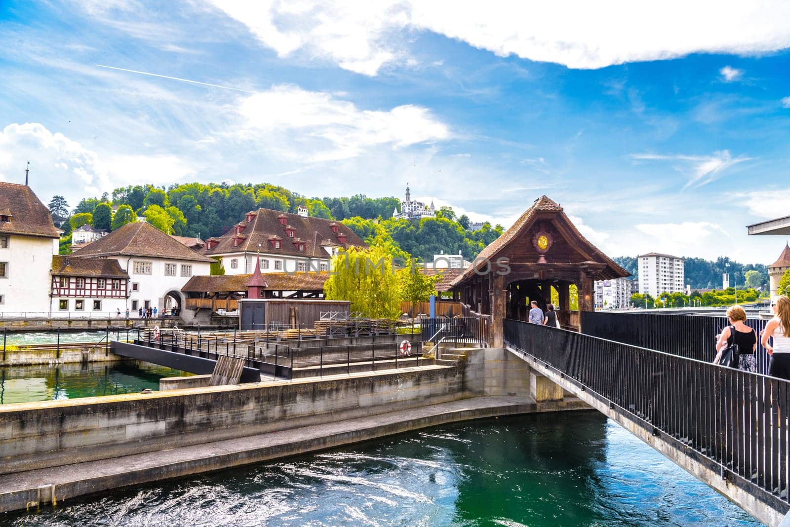 Chapel bridge in the center of Lucerne, Luzern, Switzerland.