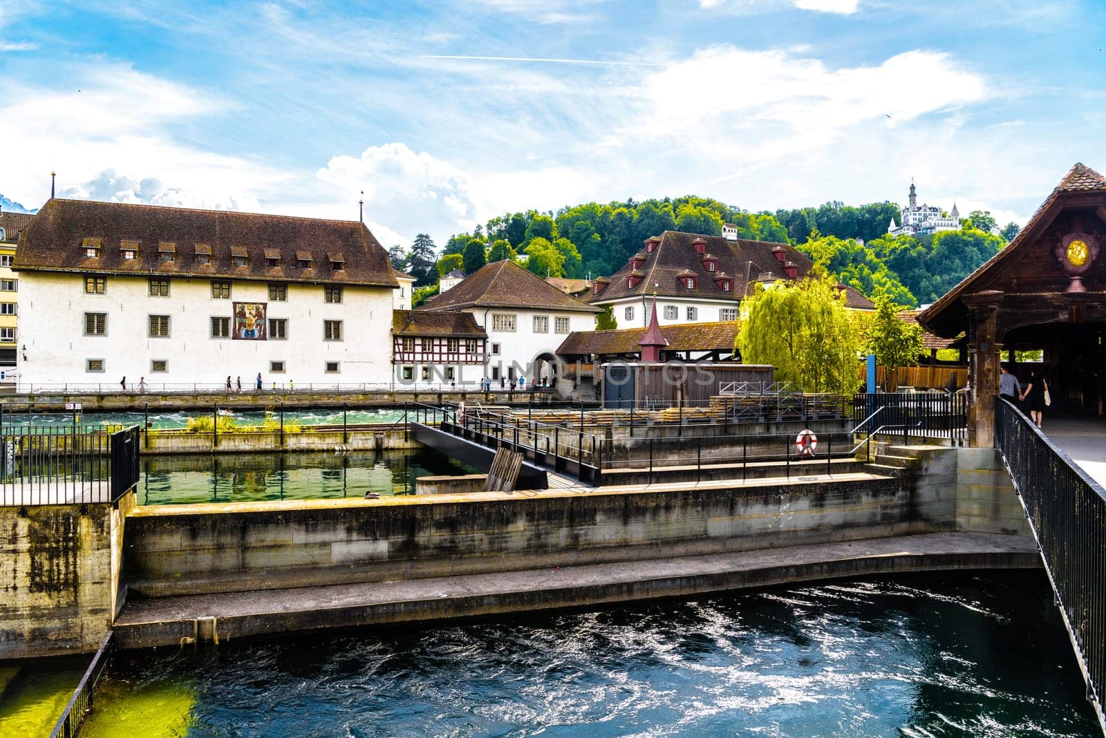 Chapel bridge in the center of Lucerne, Luzern, Switzerland.