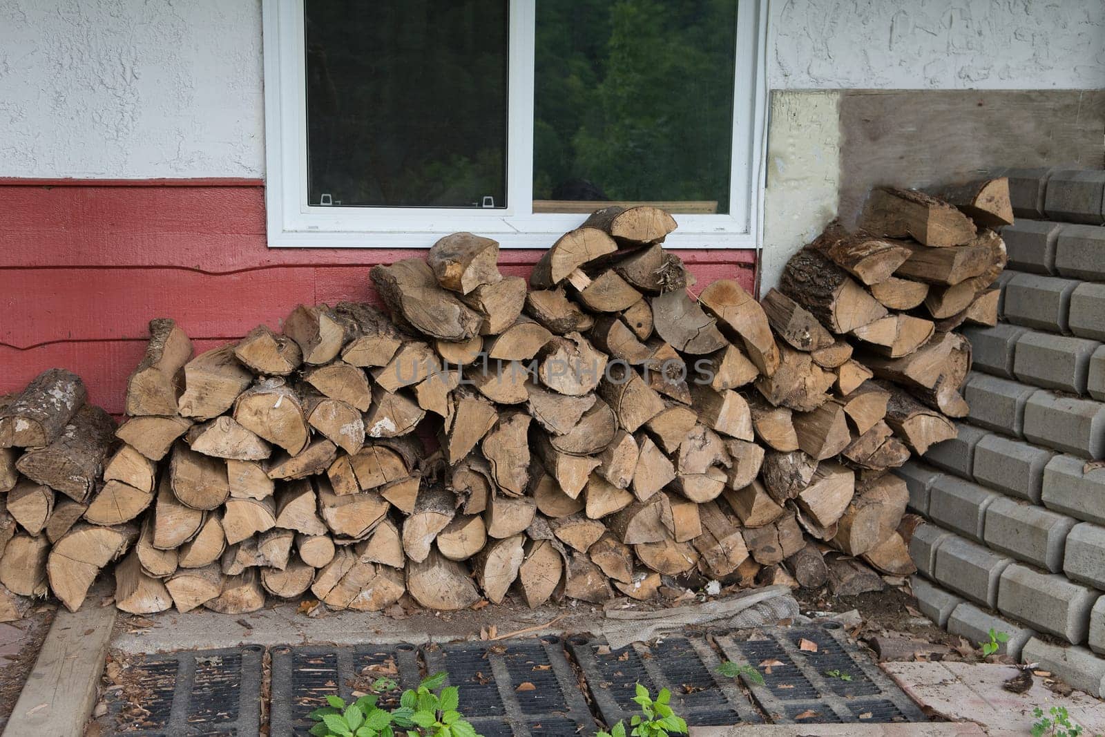 Wood prepared for kindling a fireplace in a country house