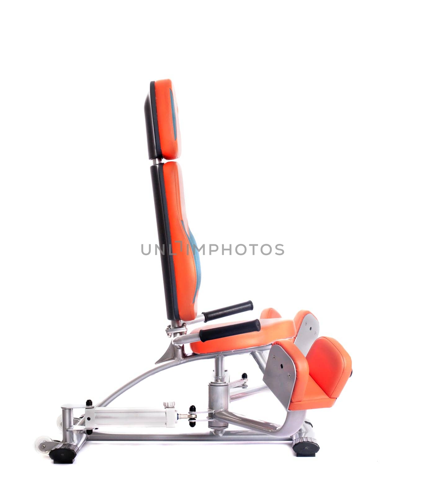 Orange hydraulic exerciser. Isolated on white