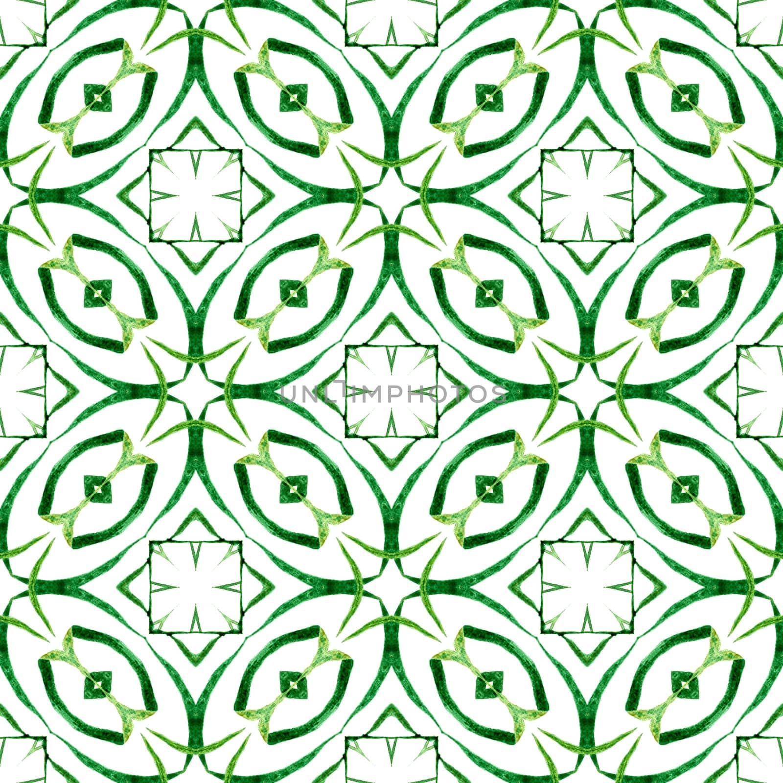 Textile ready dramatic print, swimwear fabric, wallpaper, wrapping. Green exceptional boho chic summer design. Trendy organic green border. Organic tile.