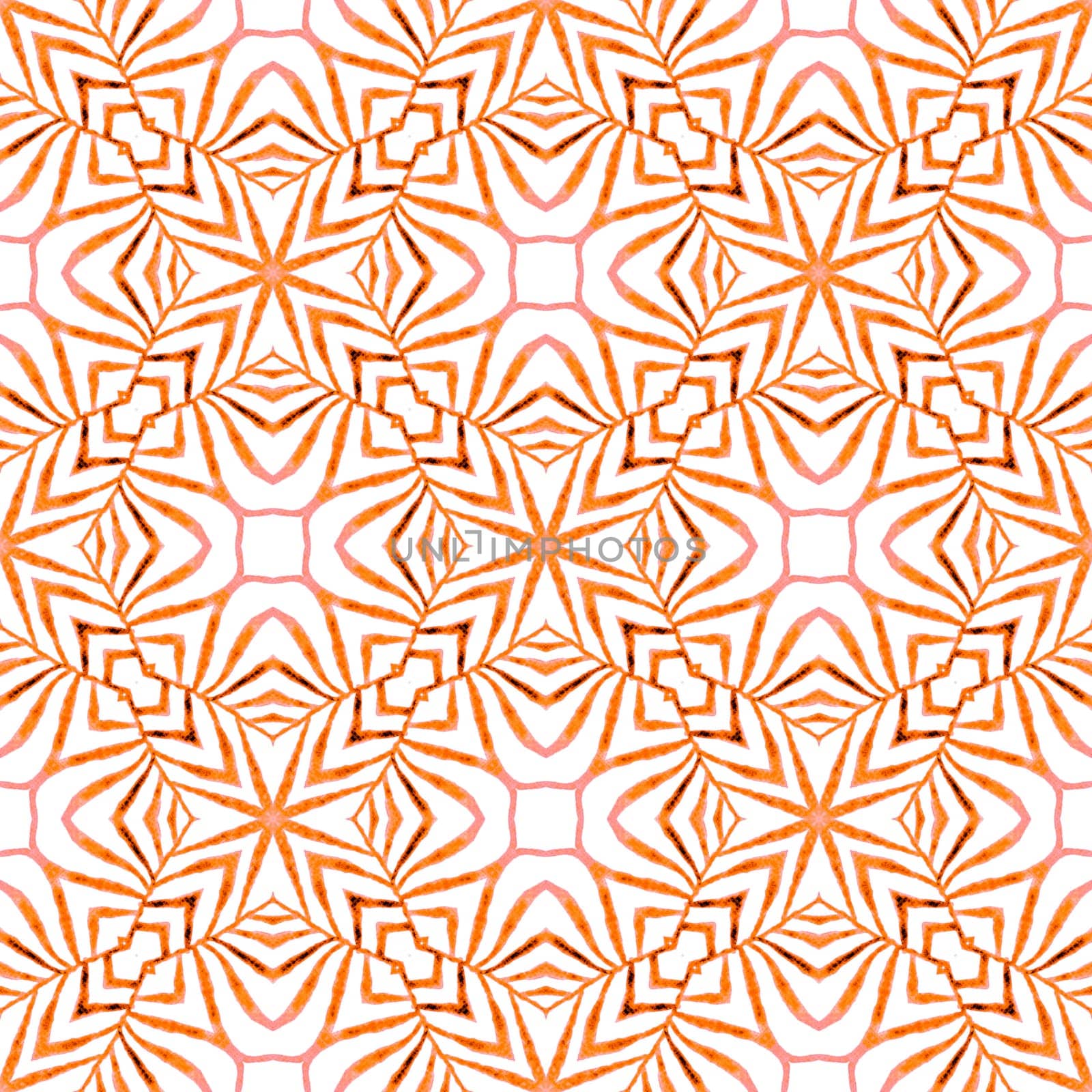 Trendy organic green border. Orange unique boho chic summer design. Organic tile. Textile ready neat print, swimwear fabric, wallpaper, wrapping.