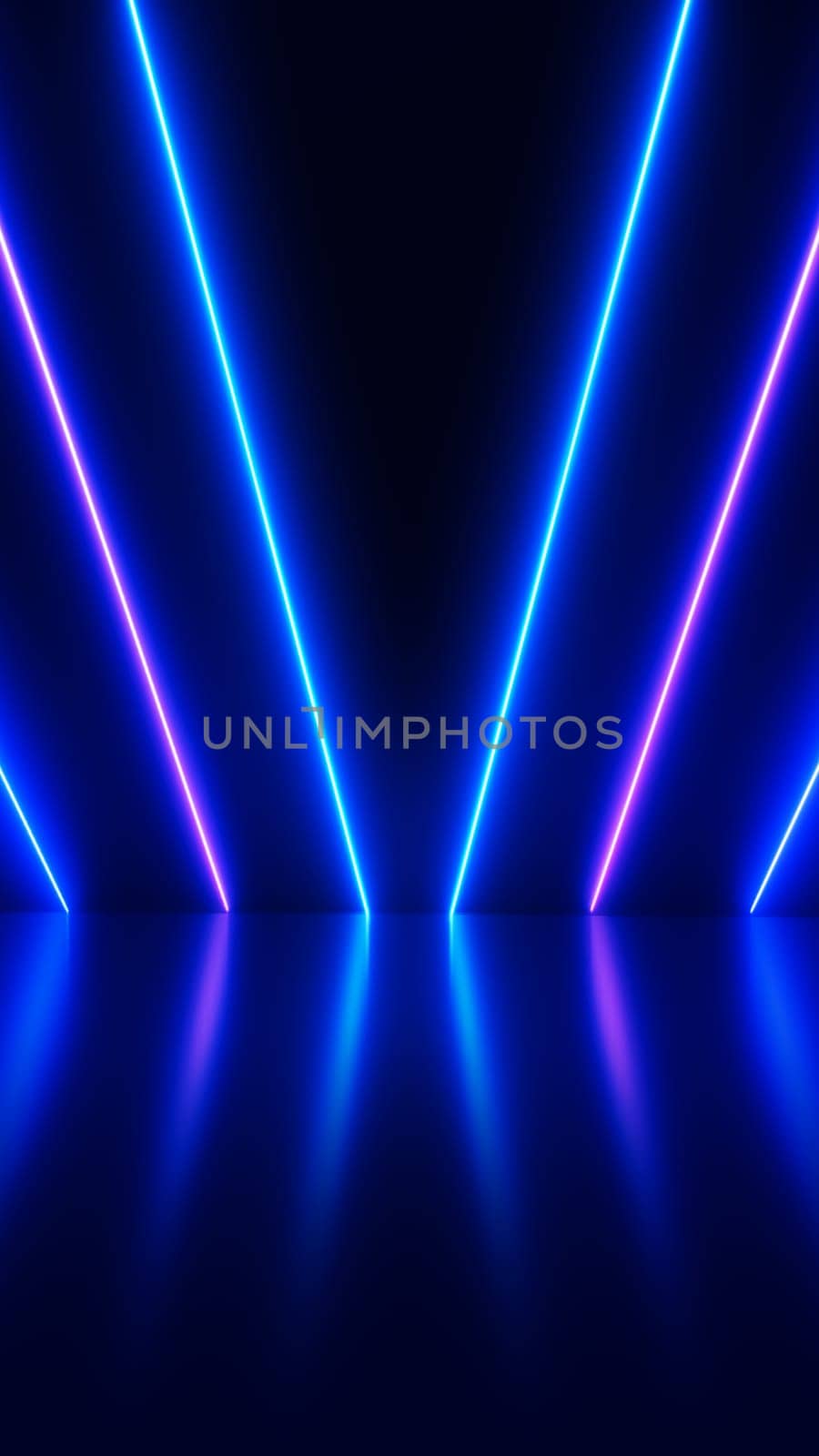 Abstract technology background with colorful light rays motion. ultra violet glowing lines. Vertical Size.