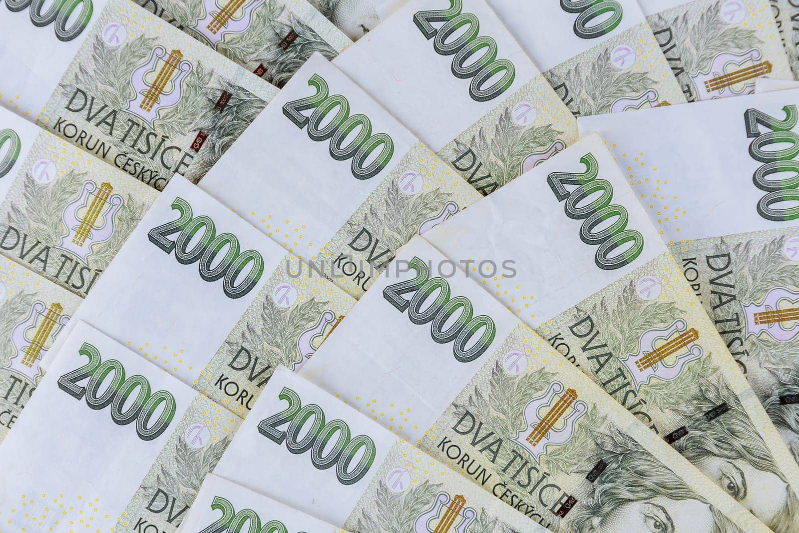 Two thousand crowns on the background of money. Czech money. Buying and selling or tourism. European money.