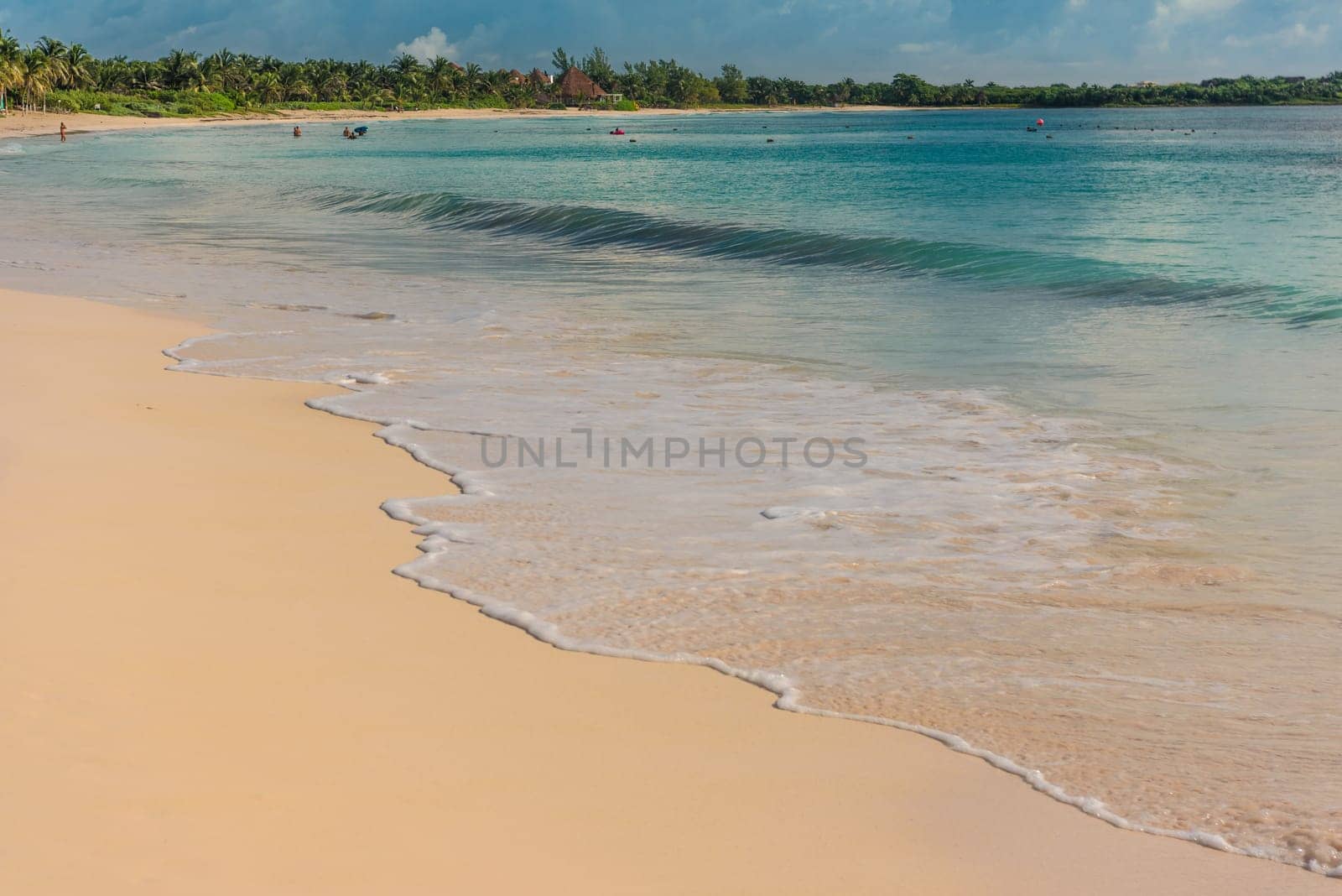 Sea shore on the Caribbean beach in the Area Hoteleria in Cancun Quintana Roo Mexico.