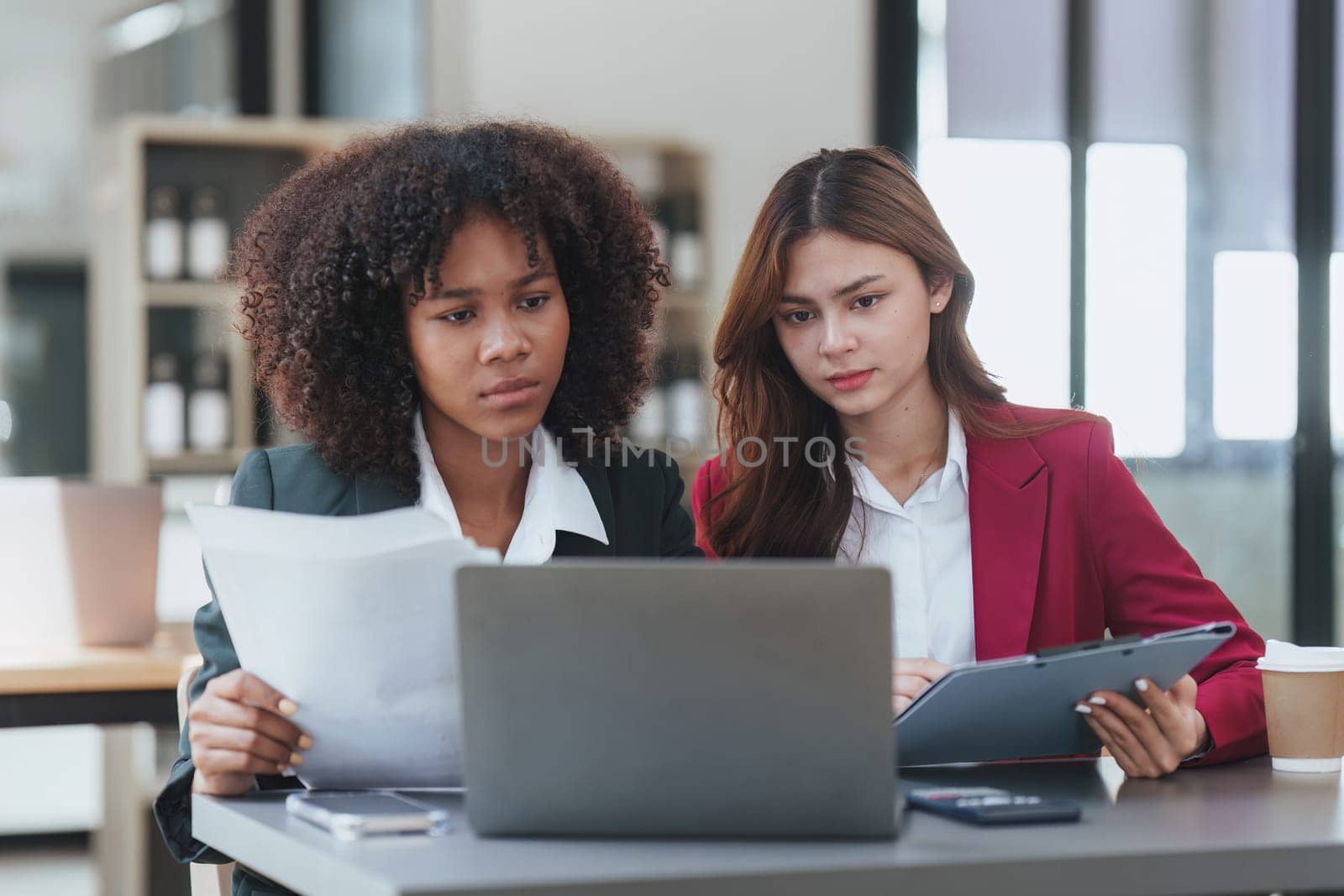 Multiethnic business people in meeting. Accountant people do document, tax, exchange, accounting and Financial advisor concept.