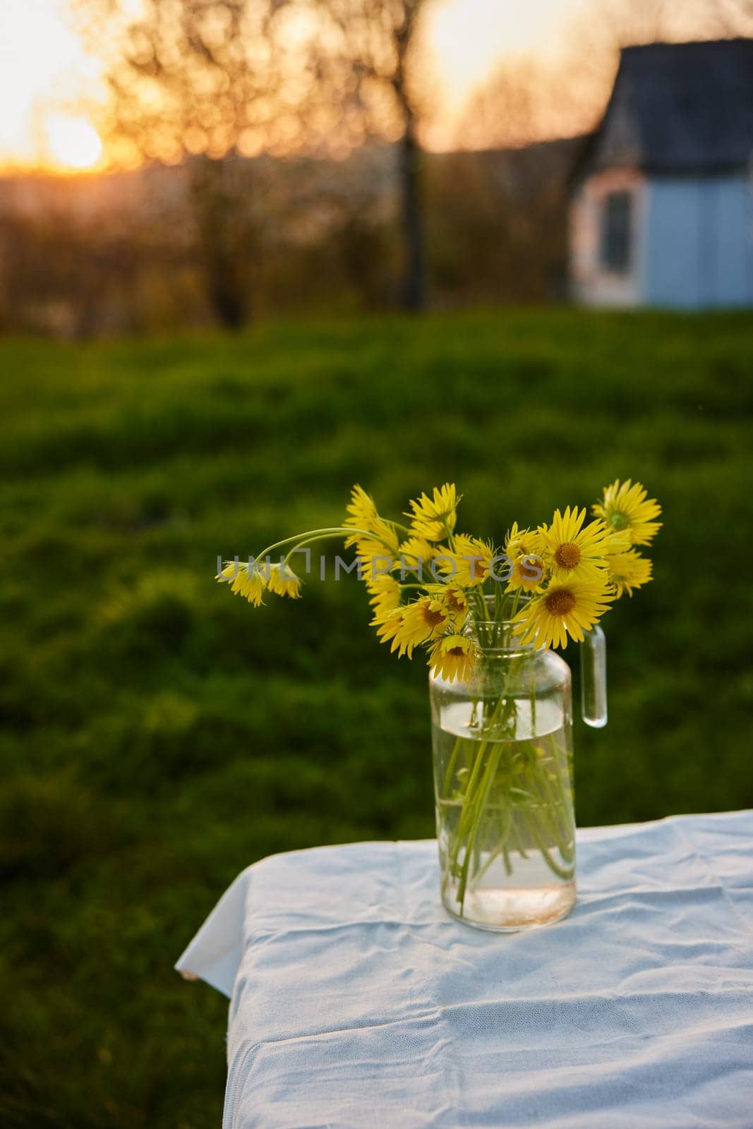 vertical photo of a bouquet standing on the street. High quality photo