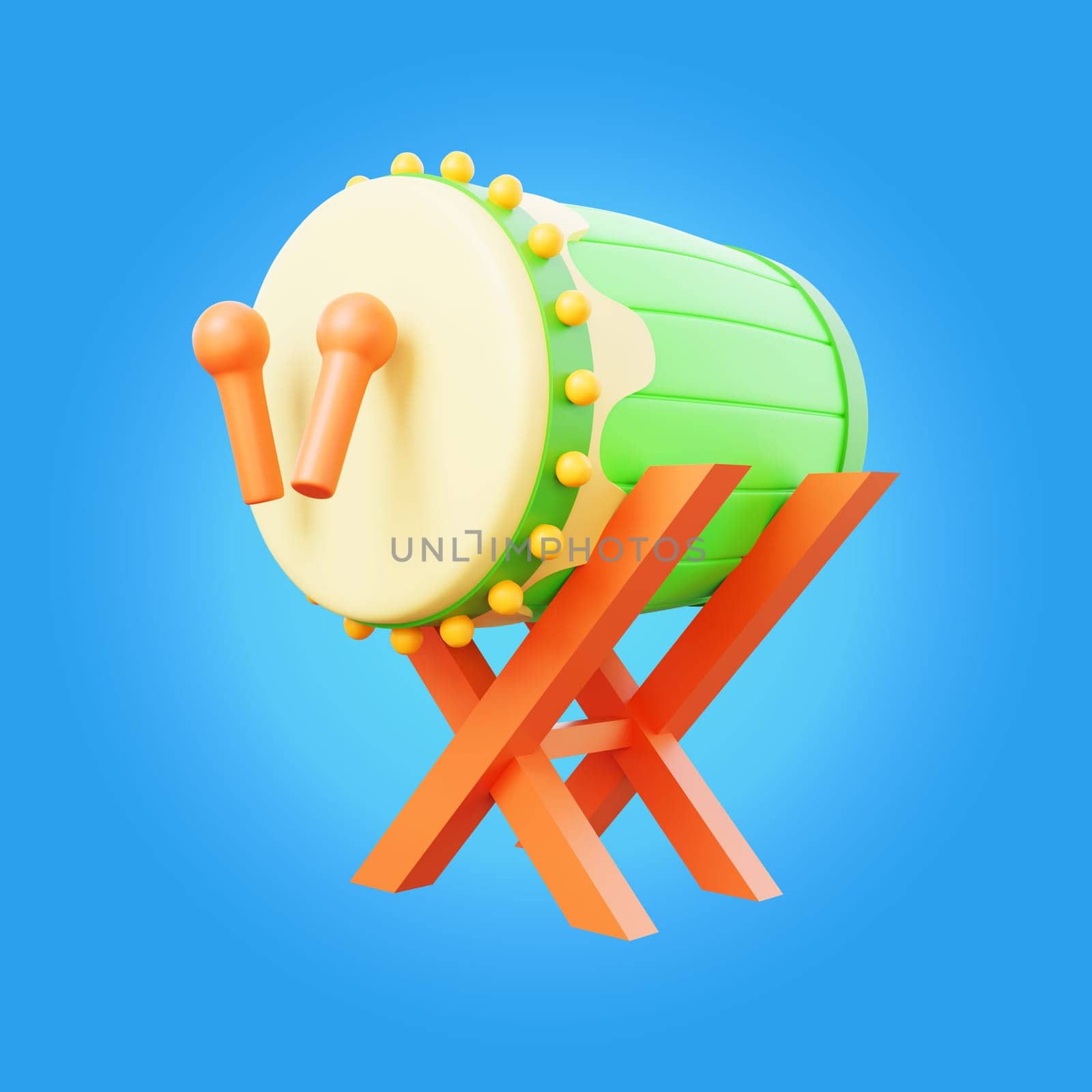 3d rendering of drum icon ramadan