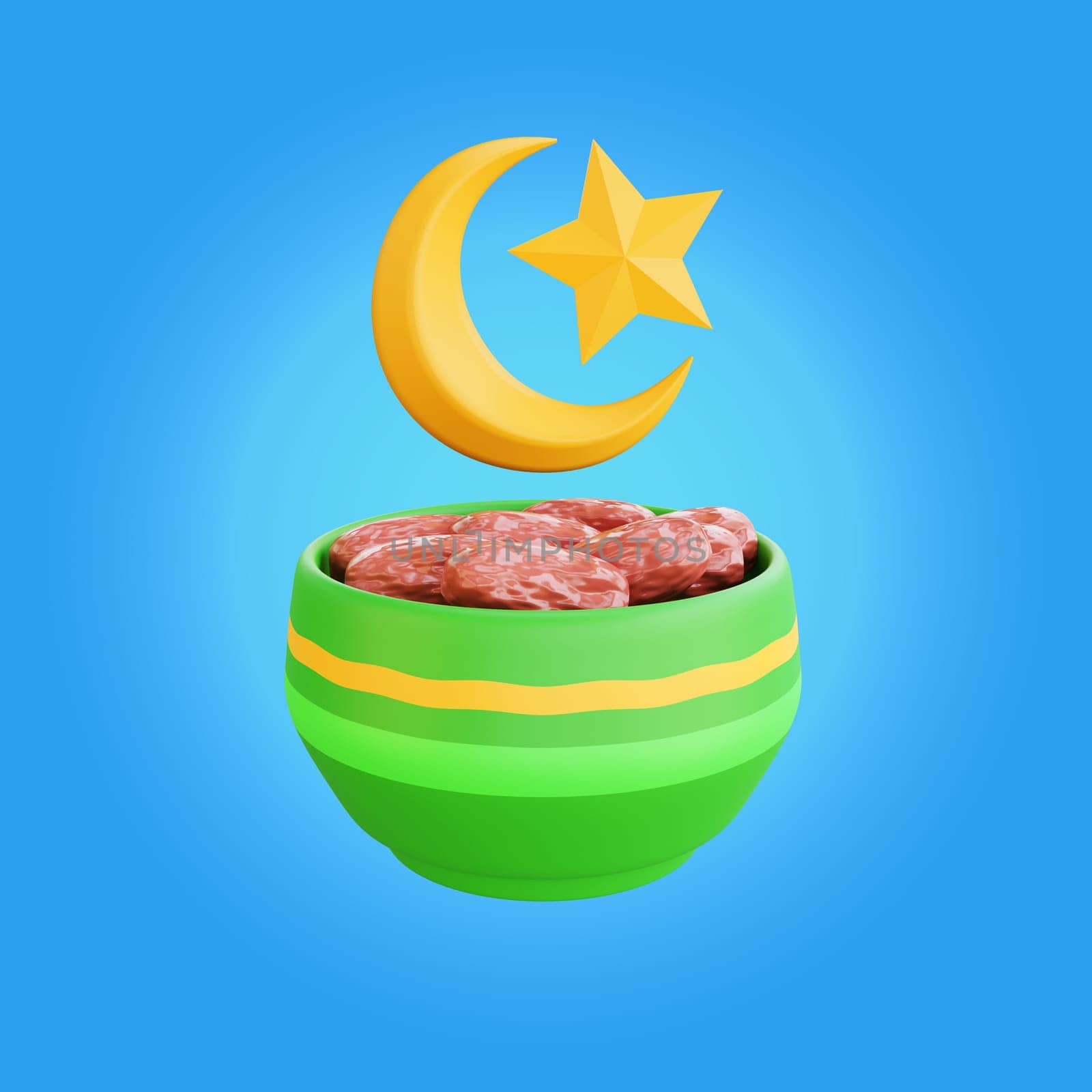 3d rendering Date palm ramadan icon