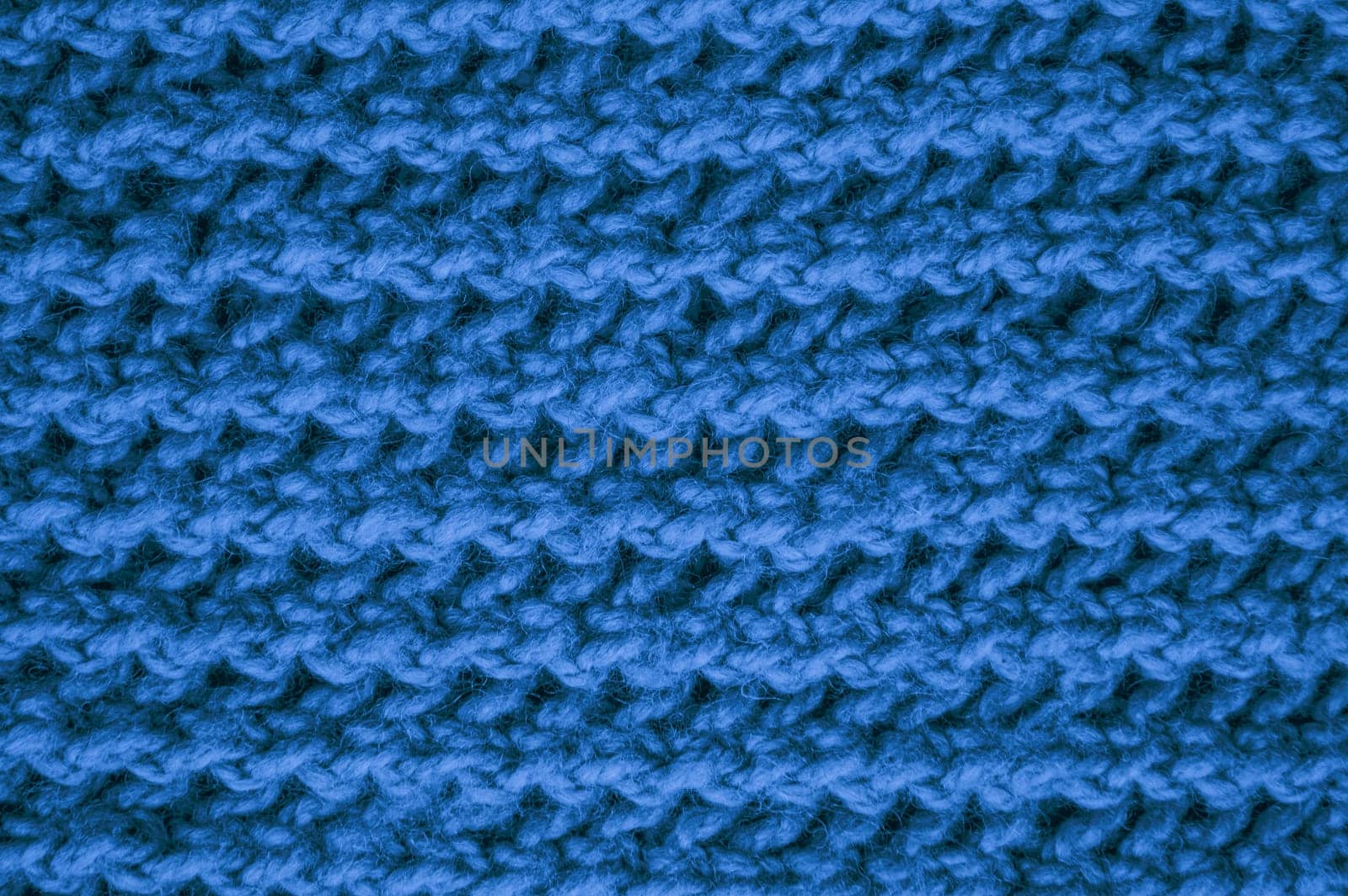 Knitted Blanket. Vintage Woven Design. Knitwear Christmas Background. Detail Knitted Blanket. Blue Fiber Thread. Nordic Winter Print. Closeup Plaid Material. Structure Knitted Sweater.