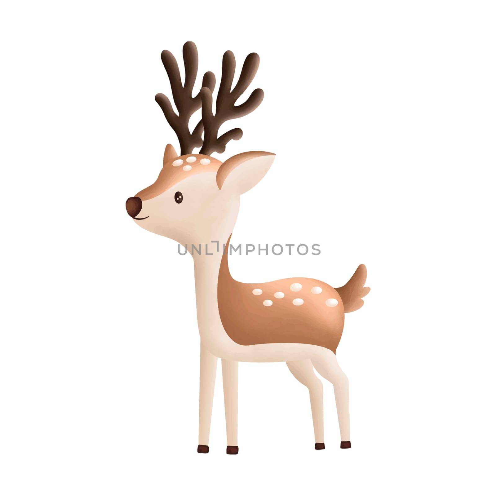Adorable baby deer cute illustration isolated Clipart. Woodland Animal Clipart for baby shower design, planner sticker, pattern, background, invitations, greeting cards, sublimation.