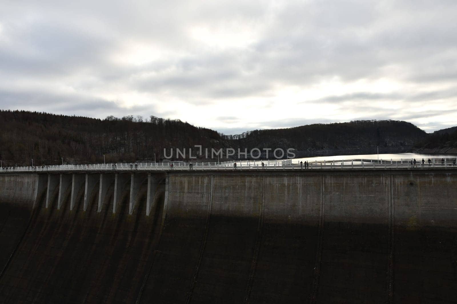 Dam wall of the Rappbode Dam near Elbingerode in the Harz Mountains, Germany
