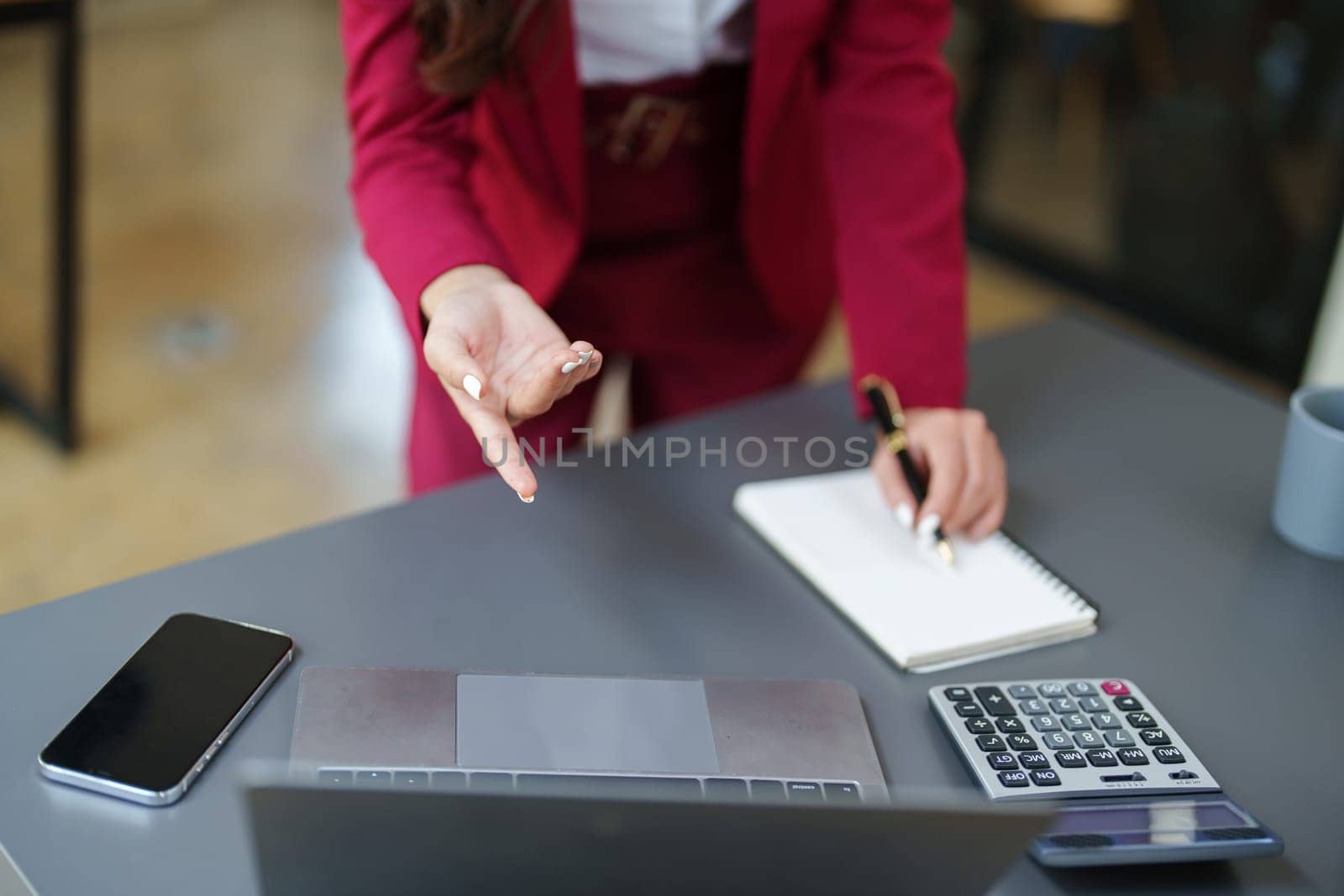 Beautiful young teen asian business woman meeting at on computer laptop with planning working on financial document, tax, exchange, accounting and Financial advisor by Manastrong