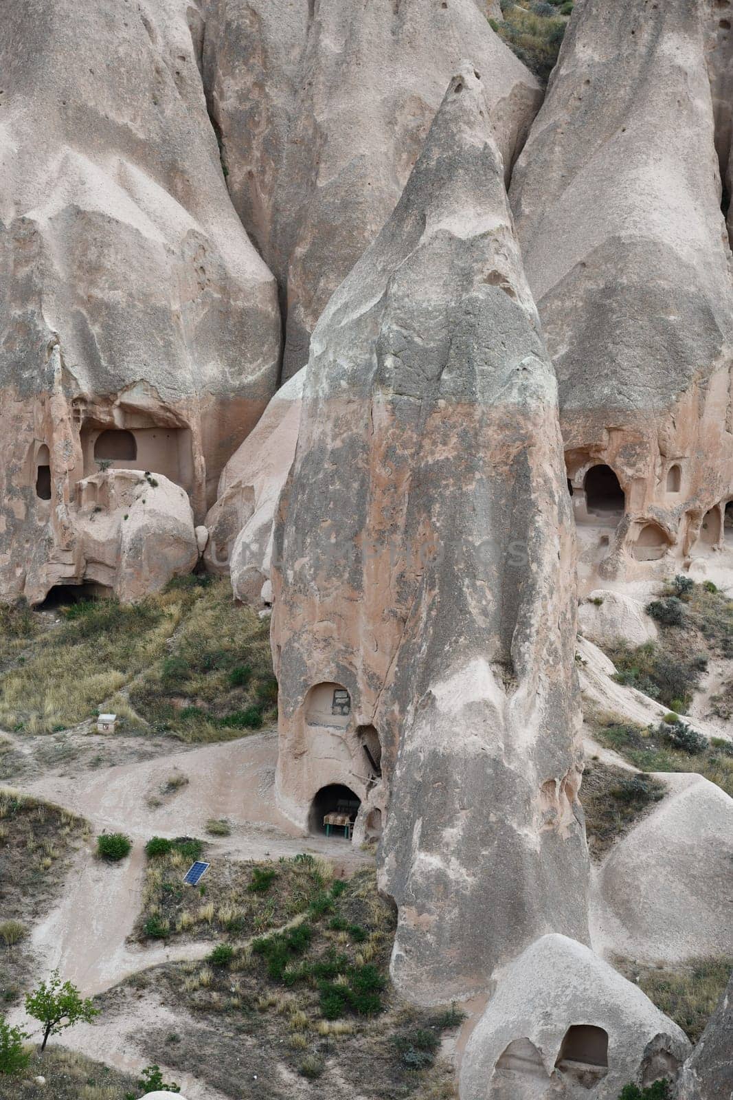 View of the multicoloured sandstone rocks, sediments in the Rose Valley in the Cappadocia, Turkey