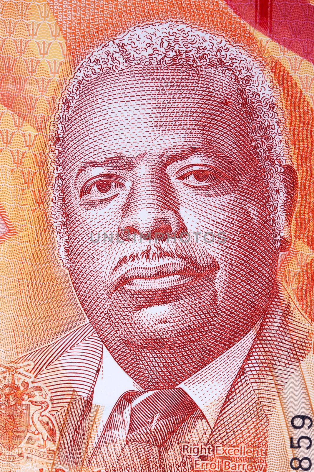 Errol  Barrow a portrait from Barbadian money - 50 dollars