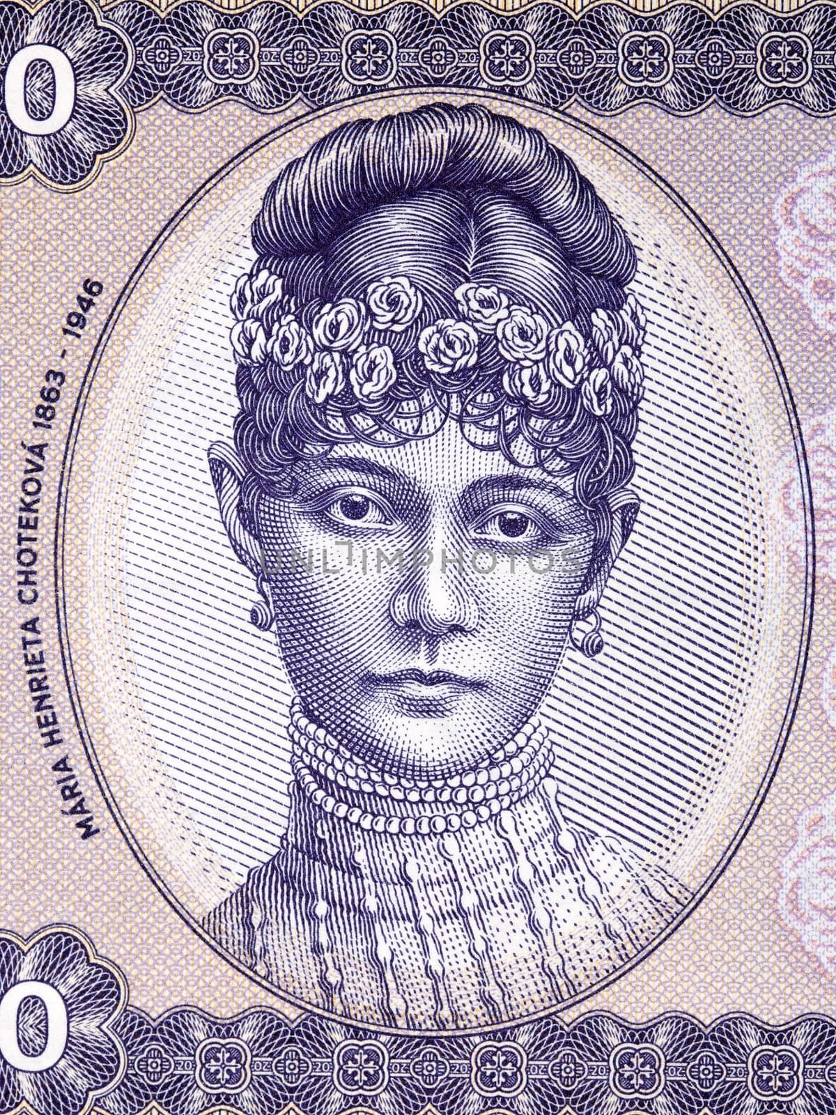 Maria Henrietta Chotekova a portrait from Hungarian money