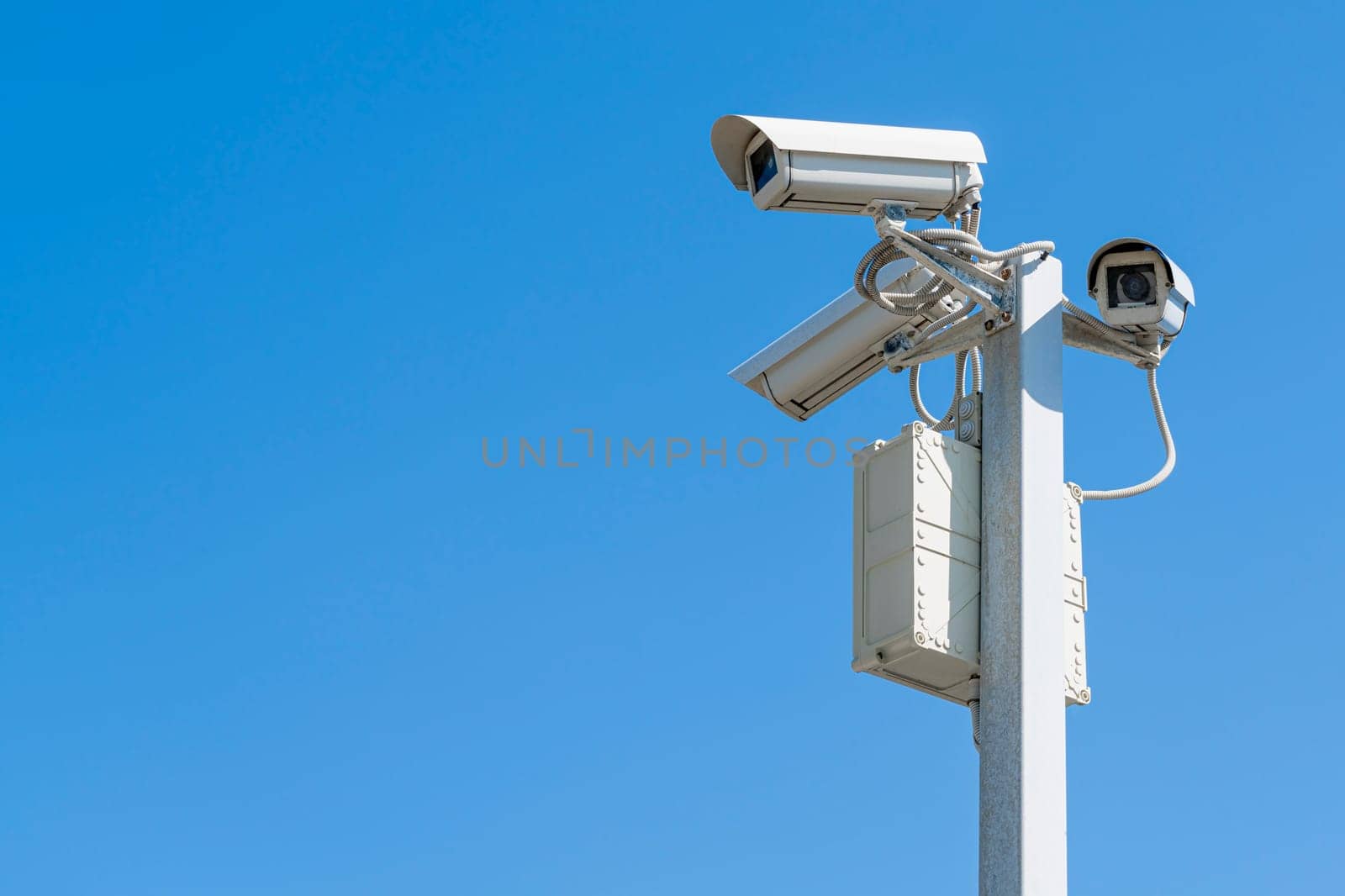 CCTV cameras on the background of a tropical forest close-up by roman112007