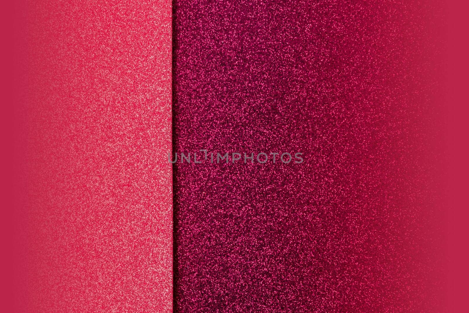 Viva Magenta - color of the year 2023. Trendy color sample. Shiny and glittering surfaces. Abstract background with copy space. Events, celebrations. Texture with glitter