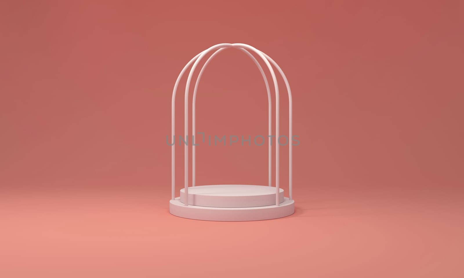 Cage with podium for display products on pastel pink background. by ImagesRouges