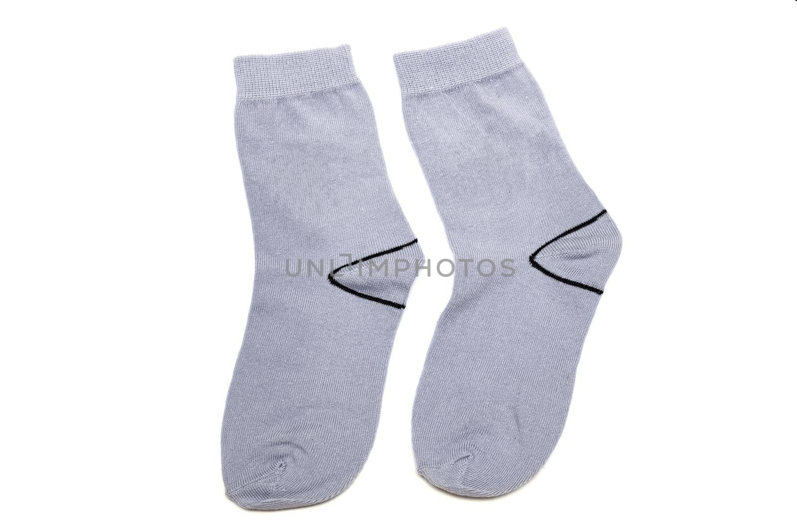 Pair of gray female socks isolated on a white background