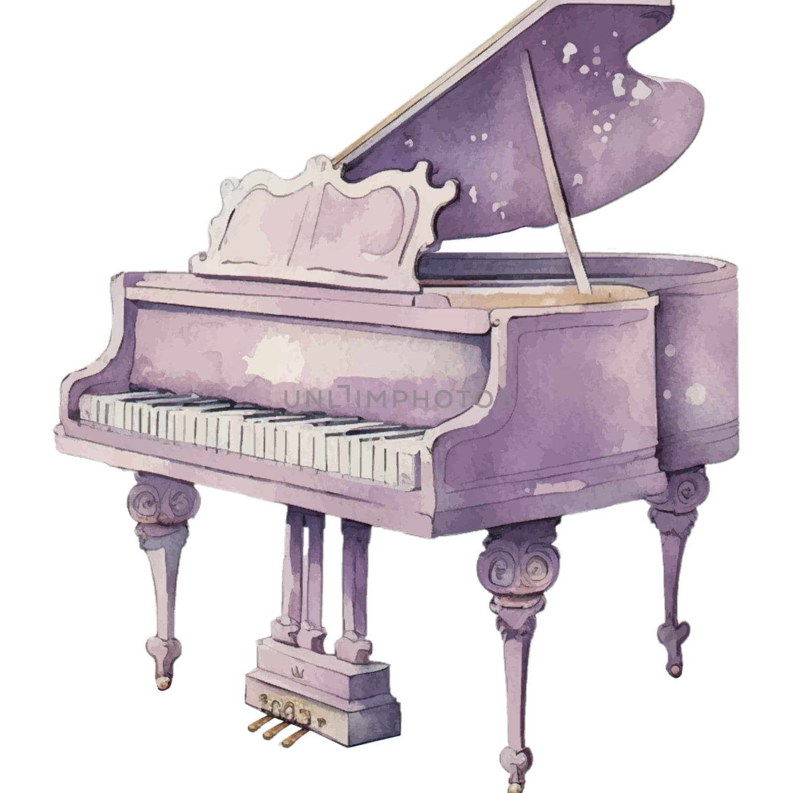 Piano Purple Pastel Watercolor Illustration Clipart illustration for design element, invitation card, sublimation, painting, wall art and more.