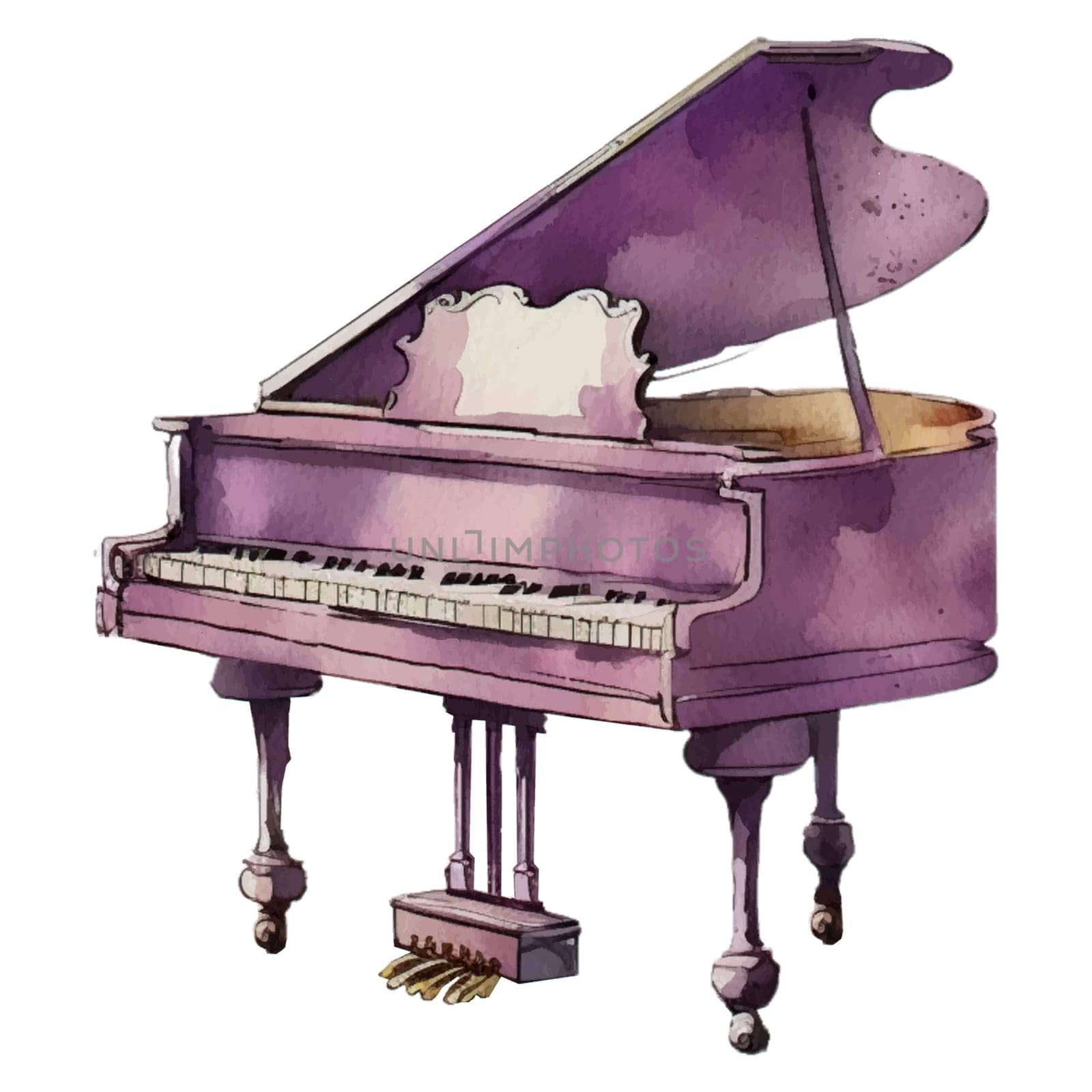 Piano Purple Watercolor Illustration Clipart illustration for design element, invitation card, sublimation, painting, wall art and more.