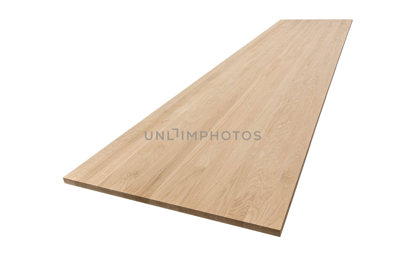 furniture board made of solid oak lamellar on a white background. photo