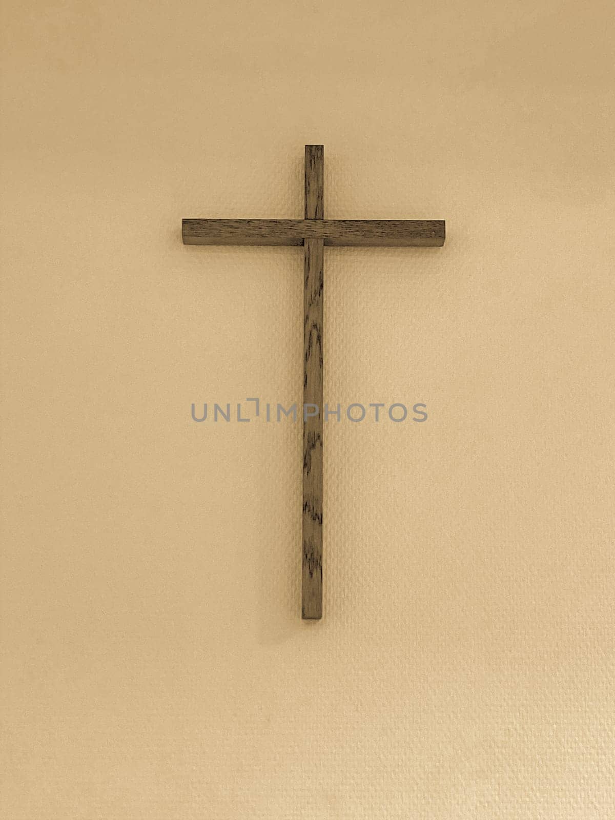 Concept or conceptual cross on background, texture with copy space for any text. metaphor 3d illustration for god, christ, christianity, religion, faith, saint, spiritual, jesus, faith, resurrection. christian wooden cross in a school classroom. A typical picture in German schools at the beginning of the 21st century, Europe by Costin