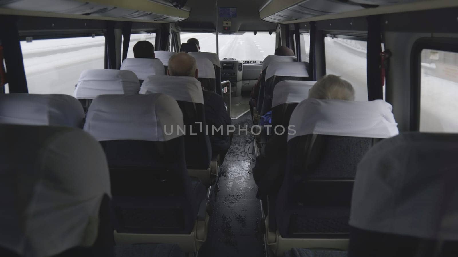 Minibus with passengers on the move