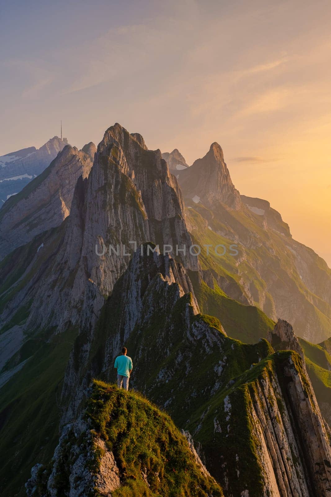 Schaeffler mountain ridge swiss Alpstein, Appenzell Switzerland, a ridge of the majestic Schaeffler peak by fokkebok