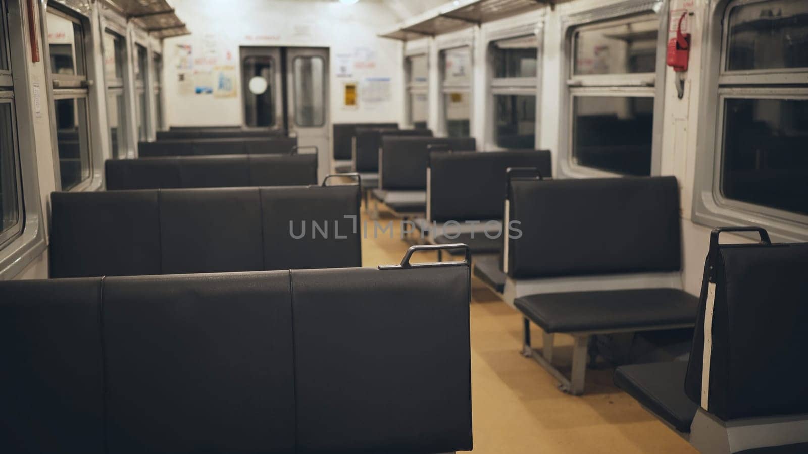 Empty passenger car of economy class train