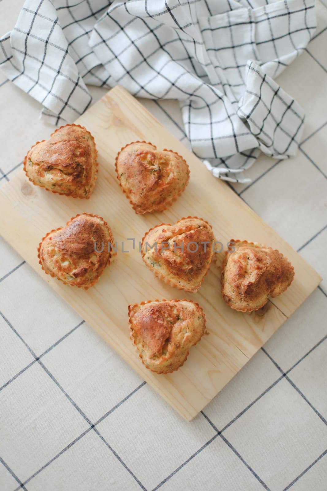Freshly baked buns. Top view. Sweet Homemade Pastry baking. Close-up.