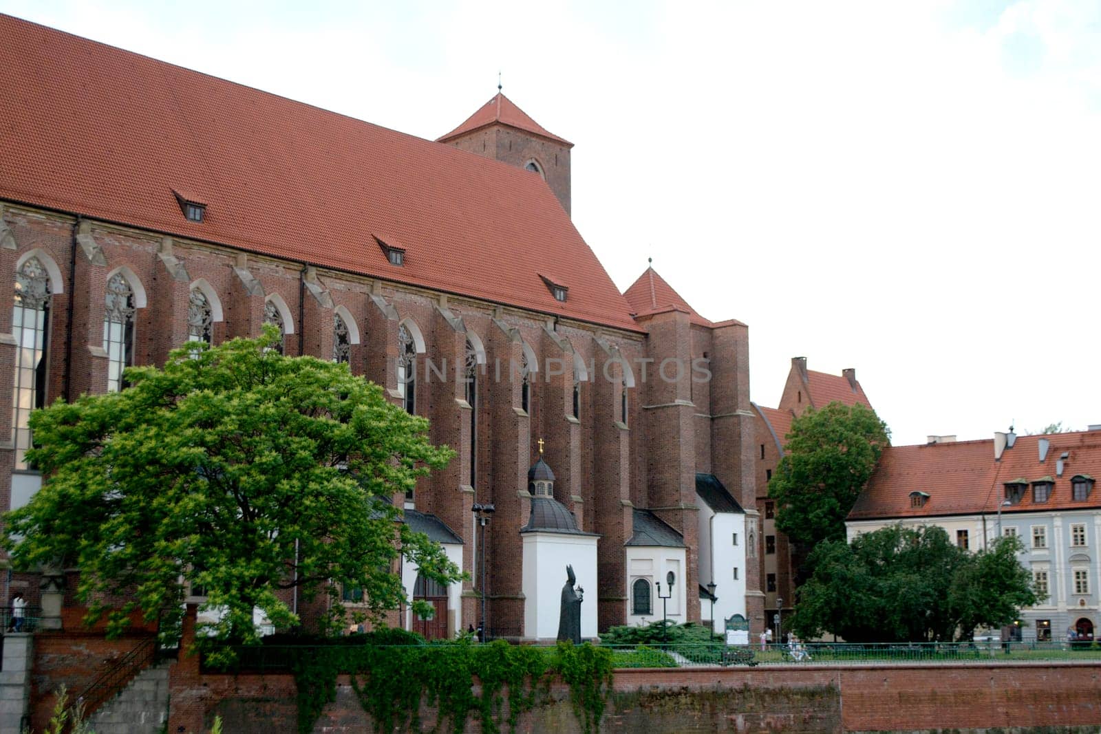 Ancient buildings on Ostrow Tumski at daytime in Wroclaw. High quality photo