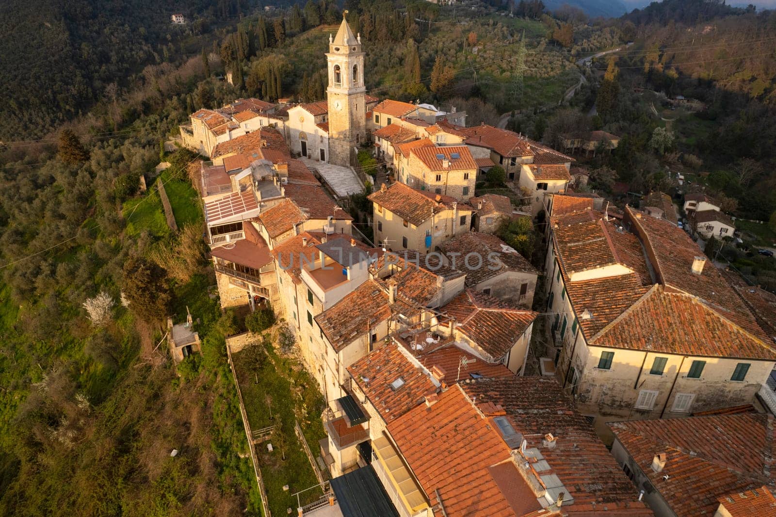 Aerial view of the small village of Monteggiori Versilia  by fotografiche.eu