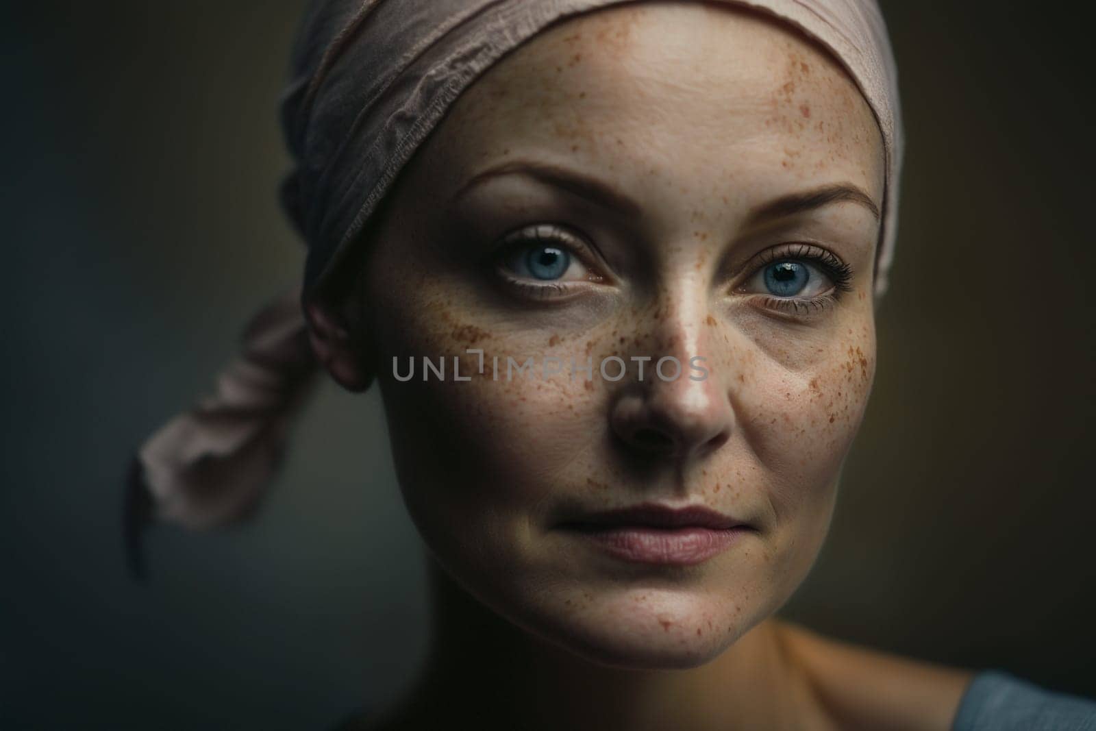 Oncology. Cancer cells. Chemotherapy. Portrait patient feels optimistic, supports sick people, volunteers. Faith in the future. Fighting to win. Treatment and recovery. .