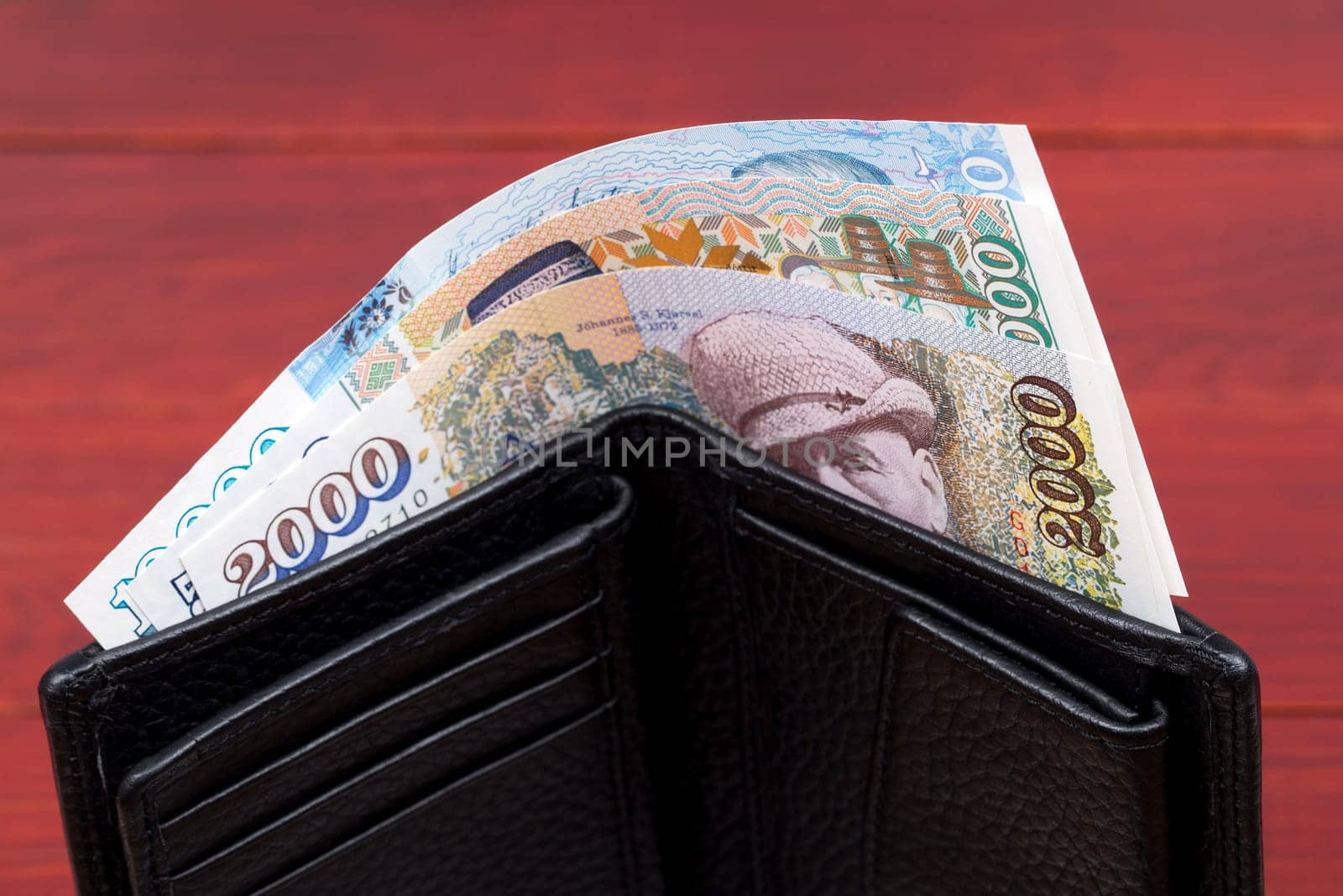 Icelandic krona in the black wallet