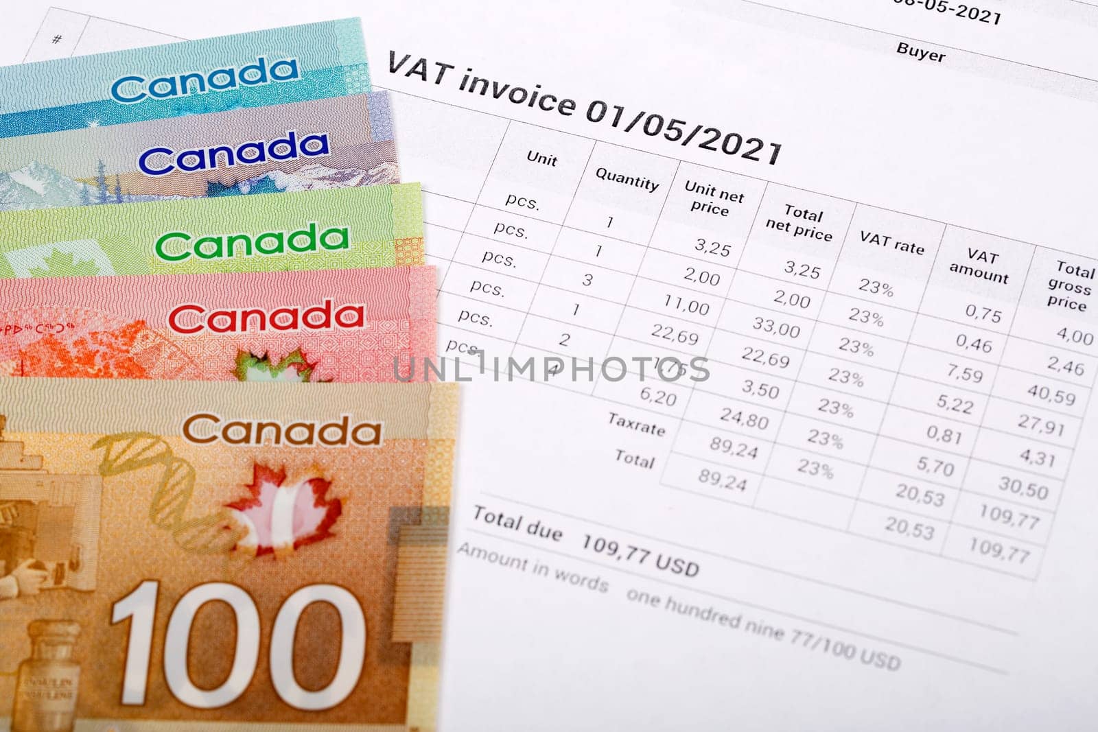 VAT invoice with Canadian money by johan10