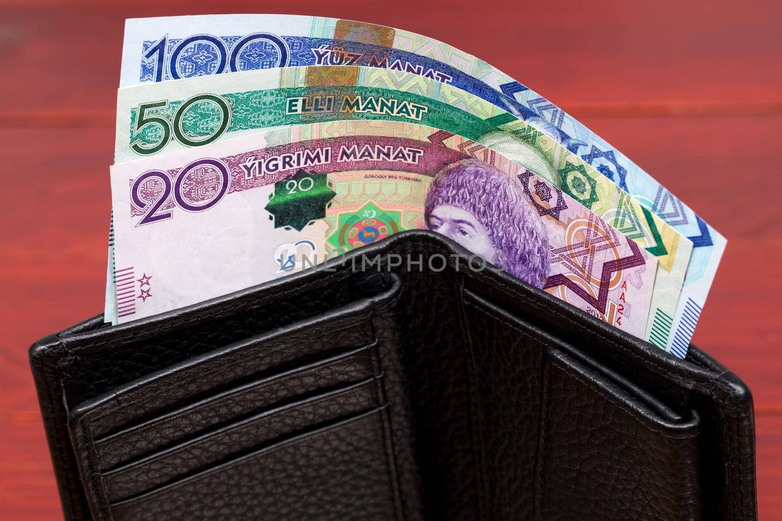 Turkmenistani money - manat in the wallet by johan10